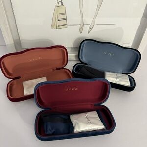 GUCCI Velvet Sunglasses Glass Slim Case Bundle Of 3 Authentic